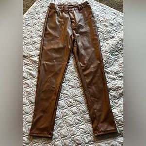 SHEIN PETITE High Waist PU Leather Skinny Pants